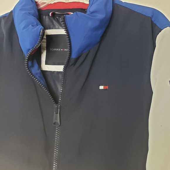 Tommy Hilfiger Taslan Retro Puffer Jacket Royal Blue And White Size Medium - Picture 2 of 11